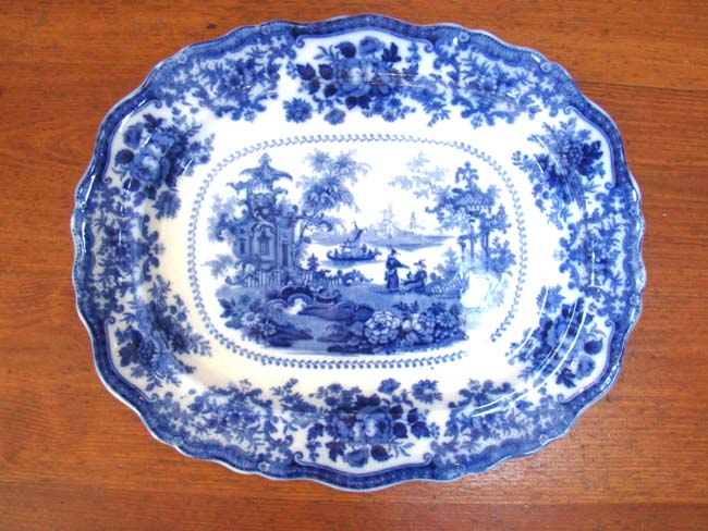 A fine early 19th century flow blue serving platter by William Adams& Co., circa 1820